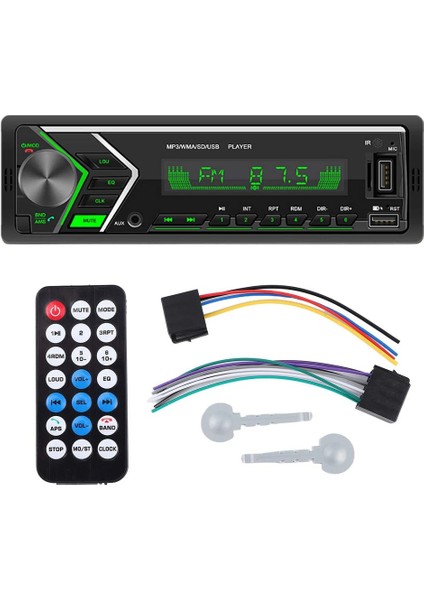 Araba Mp3 Çalar, 12 V Araba Mp3 Fm Ses Çalar Bluetooth Uzaktan Kumanda Stereo Çift USB Bluetooth Otomobil Radyo Kartı Uzaktan Kumanda Renkli Arka Işık (Yurt Dışından)