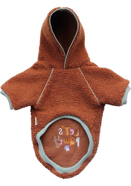 Kapüşonlu Peluş Köpek Sweatshirt Kahverengi