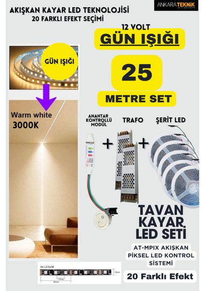 Anahtarlı Akışkan Kayar Şerit LED Sistemi / 12 Volt / 20 Efekt