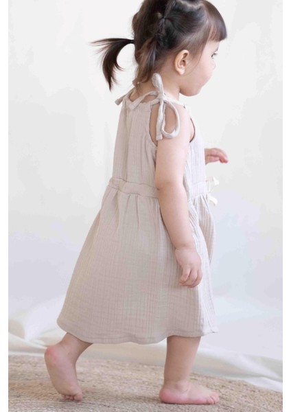 Müslin Askılı Elbise Bej Organik Pamuk modelleri