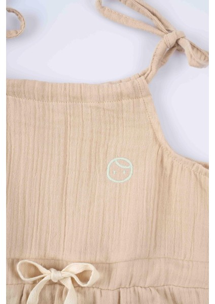 Müslin Askılı Elbise Bej Organik Pamuk fırsatları