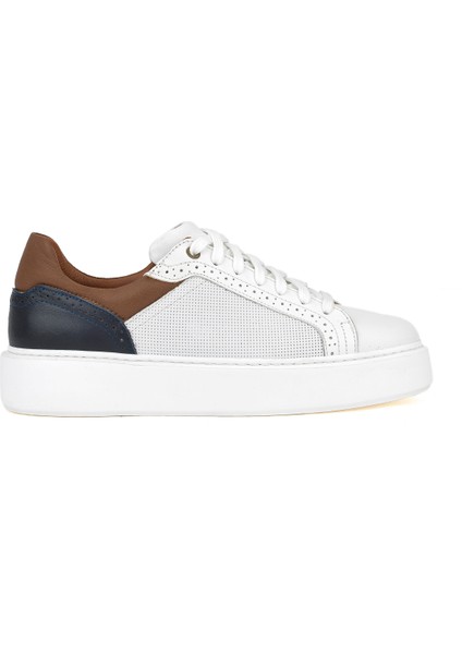 Ziya, Erkek Hakiki Deri Sneaker 1411026ZH88 Beyaz