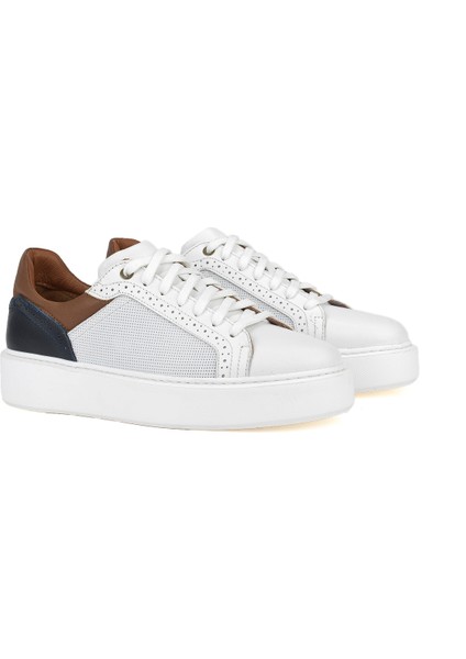 Ziya, Erkek Hakiki Deri Sneaker 1411026ZH88 Beyaz