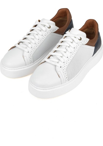 Ziya, Erkek Hakiki Deri Sneaker 1411026ZH88 Beyaz