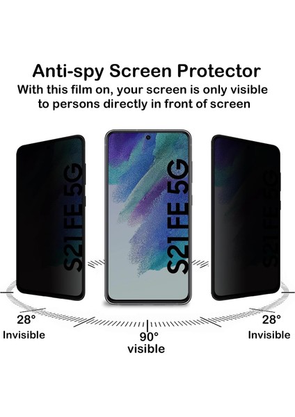 Samsung Galaxy S21 Fe Uyumlu Hayalet Ekran Koruyucu Cam 5d Privacy Yandan Görünmez Gizlilik Sağlayan Ekran Koruyucu Camı Tam Kaplar