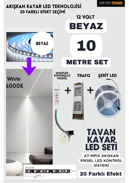 Anahtarlı Akışkan Kayar Şerit LED Sistemi / 12 Volt / 20 Efekt