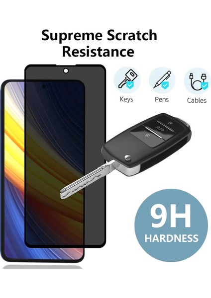 Xiaomi Poco X3 - X3 Pro Uyumlu Hayalet Ekran Koruyucu Cam 5d Privacy Yandan Görünmez Gizlilik Sağlayan Ekran Koruyucu Camı Tam Kaplar