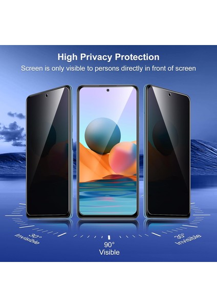Xiaomi Redmi Note 10 - Note 10S Uyumlu Hayalet Ekran Koruyucu Cam 5d Privacy Yandan Görünmez Gizlilik Sağlayan Ekran Koruyucu Camı Tam Kaplar