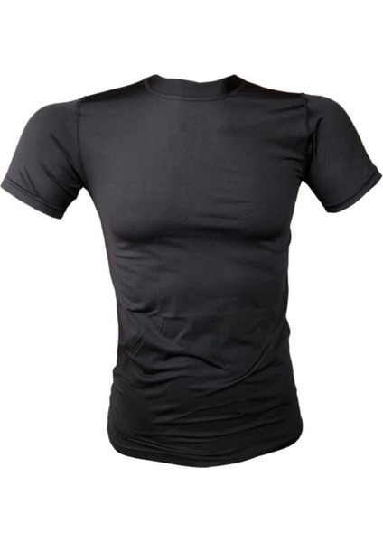 Erkek Askeri Termal Microfiber Kısa Kol Siyah Tişört