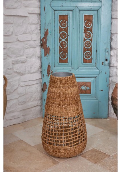 Dekoratif Desenli Agız Vazo Sepet Saksılık 16X62CM