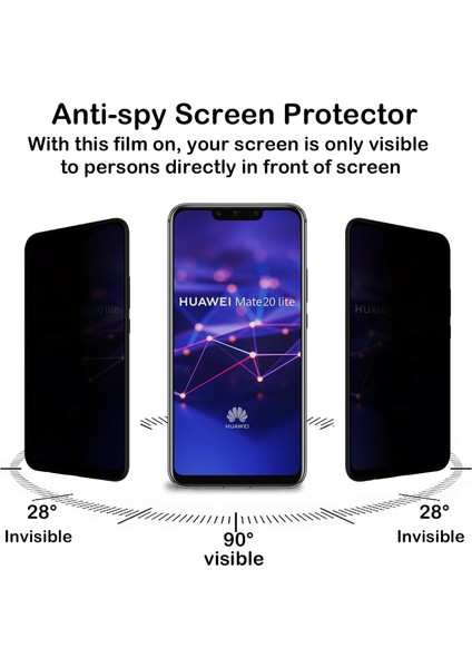 Huawei Mate 20 Lite Uyumlu Hayalet Ekran Koruyucu Cam 5d Privacy Yandan Görünmez Gizlilik Sağlayan Ekran Koruyucu Camı Tam Kaplar