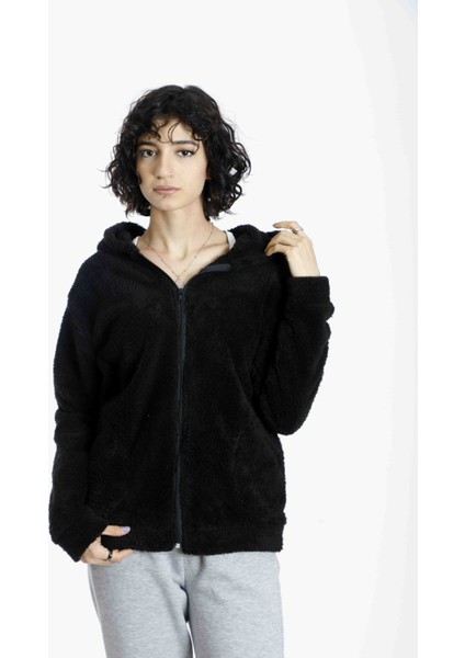 Welsoft Ceket Polar Kışlık Peluş Kapşonlu Ceket