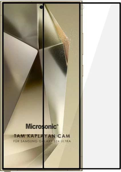 Samsung Galaxy S24 Ultra Tam Kaplayan Temperli Cam Ekran Koruyucu Siyah