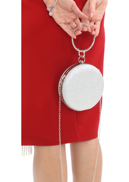 Gümüş Renk Çupra Desenli Taşlı Bilezik Halkalı Abiye Portföy Clutch Çanta fırsatları