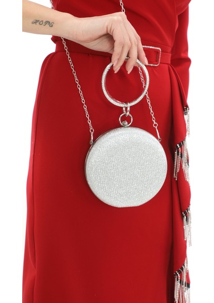 Gümüş Renk Çupra Desenli Taşlı Bilezik Halkalı Abiye Portföy Clutch Çanta fiyatları