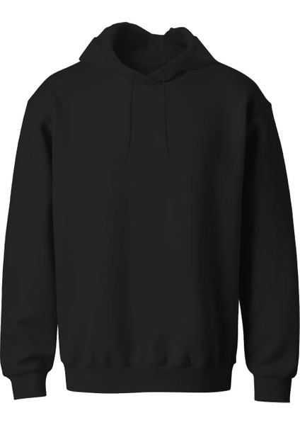 3 Iplik Şardonlu Kapüşonlu Kanguru Cepli Baskısız Hoodie Sweatshirt