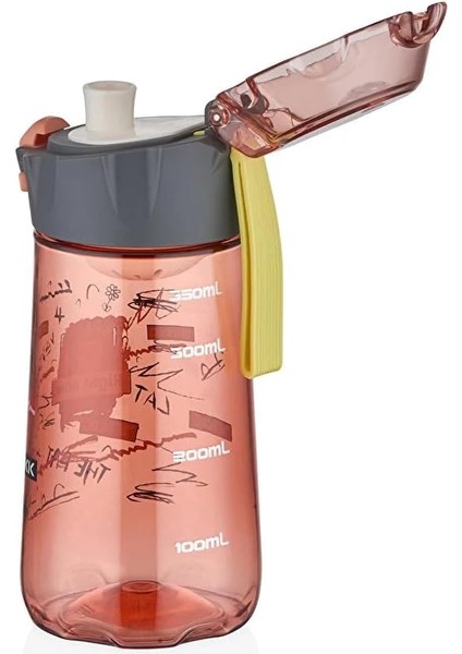 Tkk 400ML Pipetsiz Taşıma Askılı Süzgeçli Kilitlenebilir Kapak Çocuk Su Matarası (Kırmızı)