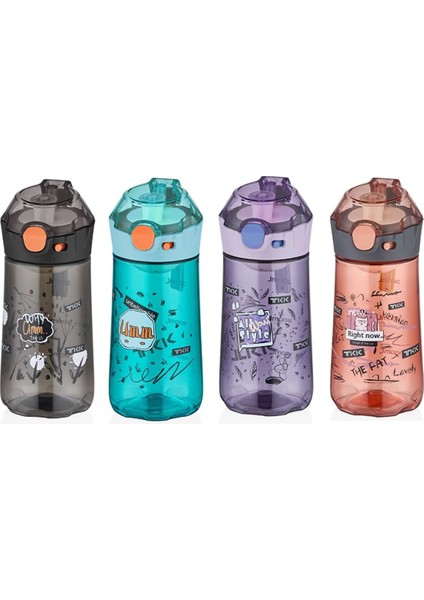 Tkk 400ML Pipetsiz Taşıma Askılı Süzgeçli Kilitlenebilir Kapak Çocuk Su Matarası (Kırmızı)