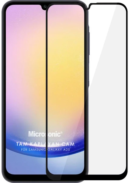 Samsung Galaxy A25 Tam Kaplayan Temperli Cam Ekran Koruyucu Siyah