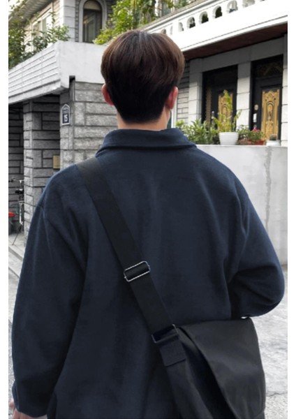 Erkek Oversize Ayarlanabilir Bel Lastikli Gömlek Yaka Polar Sweatshirt fiyatları