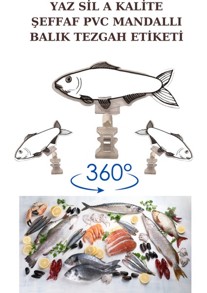 50 Adet Yaz Sil Mini Boy Mandallı Balık Fiyatlık Etiketi Balıkçı Etiketi Balık Tezgah Etiketi