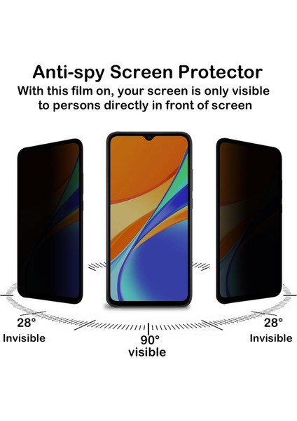 Xiaomi Redmi 9c Uyumlu Hayalet Ekran Koruyucu Cam 5d Privacy Yandan Görünmez Gizlilik Sağlayan Ekran Koruyucu Camı Tam Kaplar
