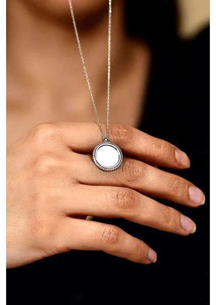 Zirkon Taşlı Rodyum Yuvarlak Isimli Gümüş Kolye fiyatları