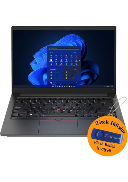 Thinkpad E14 Gen 4 Intel I5-1235U 16 GB 1 Tb SSD 14'' Free Dos 21E30086TX ZI704 + Zitek 16 GB Flash Bellek