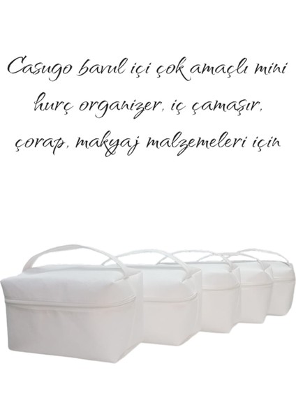 Çok Amaçlı Küçük Boy Hurç - Bavul Içi Organizer - Beyaz 5'li Set - Su Shop.