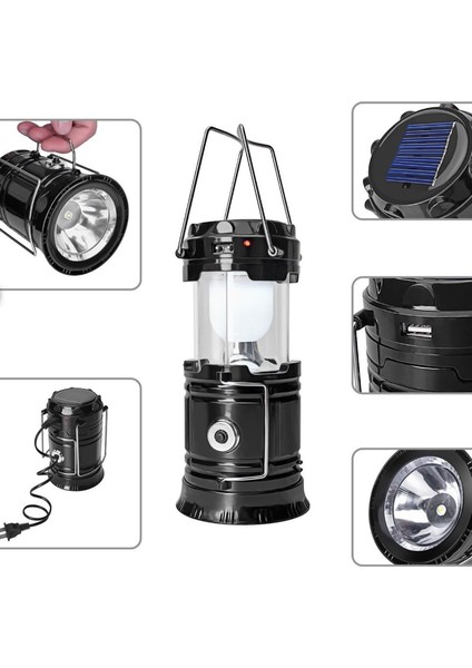 Taşınabilir Güneş Enerjili Solar 20 W Iki Fonksiyonlu Kamp Feneri 3200K Gün Işığı USB Şarjlı Ekonomik Hafif