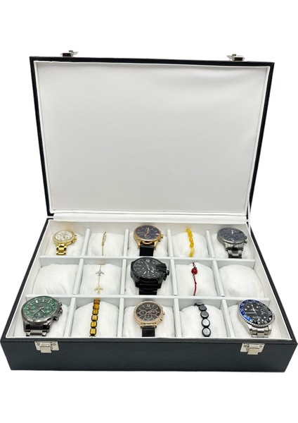 Saat Kutusu 15 Li Camsız Deri Siyah fiyatları