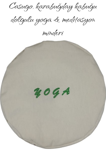 Yoga Minderi Meditasyon Minderi - Karabuğday Kabuğu Dolgulu Yeşil Baskılı