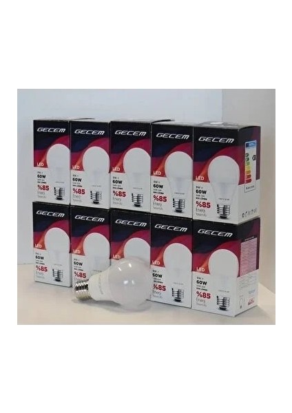 10 Adet Gecem 9W LED Ampul E27 Duy 6500K - Beyaz Işık