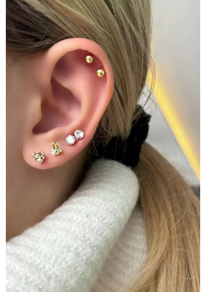 Altın Renk 6'lı Küpe Set