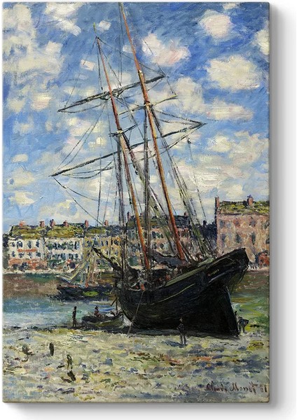 Claude Monet - Boat Lying At Low Tide Kanvas Tablo