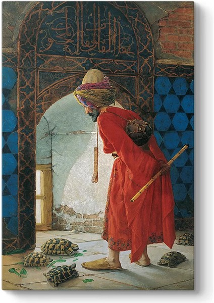 Osman Hamdi Bey - Kaplumbağa Terbiyecisi Kanvas Tablo