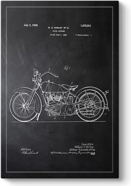 Harley Motosiklet Patenti Kanvas Tablo