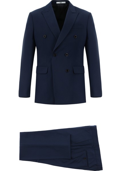 Slim Fit Kruvaze Takım Elbise