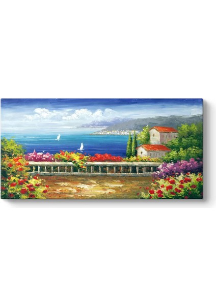 Deniz ve Çiçekler Kanvas Tablo