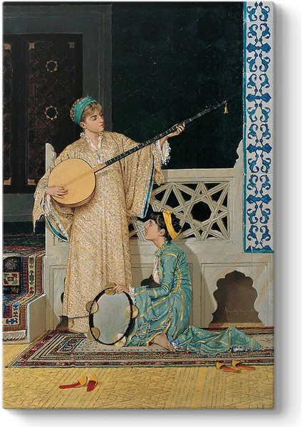 Osman Hamdi Bey - Iki Müzisyen Kadın Kanvas Tablo