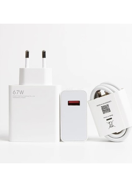 Xiaomi 67W Turbo Şarj Aleti Şarj Cihazı Kablo Adaptör Set ve Tüm Telefonlarla Uyumlu Hızlı Şarj Aleti Type C Şarj Aleti