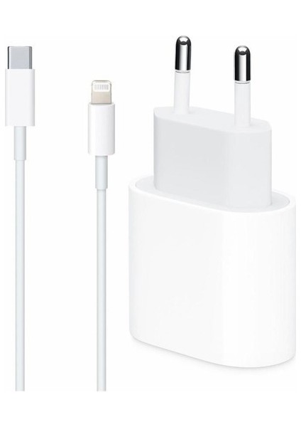Miyuu Apple iPhone x Uyumlu 20W Usb-C Güç Adaptörü + 1m Usb-C Lightning Şarj Kablosu Seti