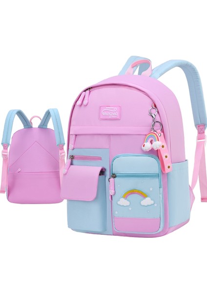 Kız Su Geçirmez Çocuk Omuz Çantası-Gökkuşağı Okul Çantası (Yurt Dışından)