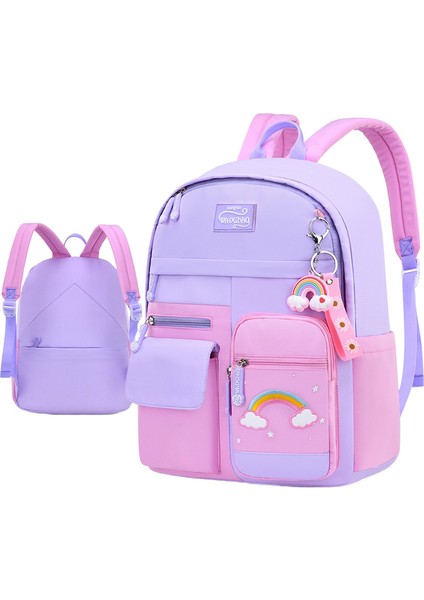 Kız Su Geçirmez Çocuk Omuz Çantası-Gökkuşağı Okul Çantası (Yurt Dışından)