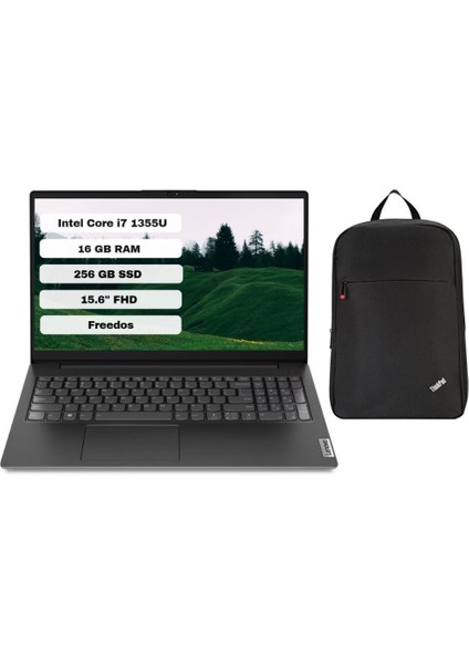 V15 G4 Intel Core I7 1355U 16GB 256GB SSD Freedos 15.6" Fhd Taşınabilir Bilgisayar 83A1003NTX + Çanta