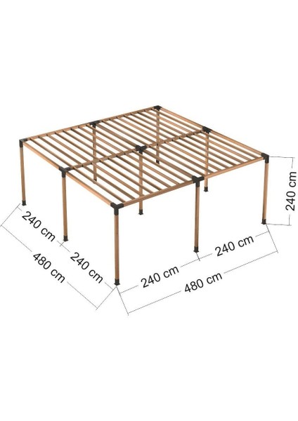 ARD117 Ahşap Dört Bölümlü Kiriş Braketli Pergole