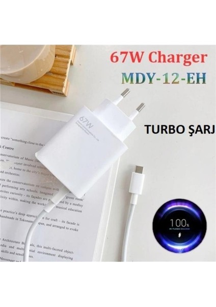 Day Xiaomi Mi 9 Lite 67 Watt Orjinal Turbo Şarj Cihazı Redmi Mi 6A Type-C Data Kablo + Myd-12-Eh