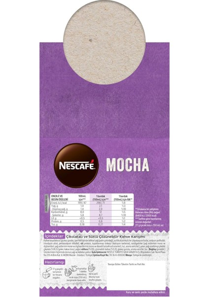 Mocha Çikolatalı ve Köpüklü Çözünebilir Kahve Karışımı 24*17GR