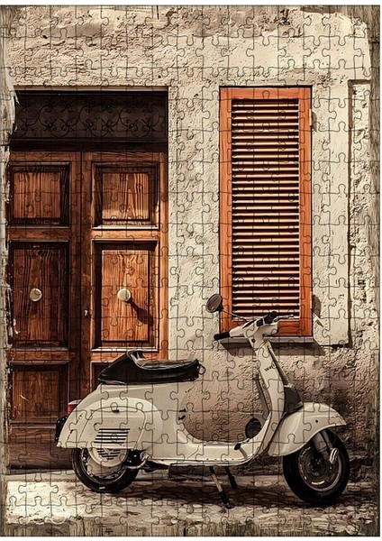 Ahşap Mdf Puzzle Yapboz Beyaz Vespa 255 Parça 35*50 cm