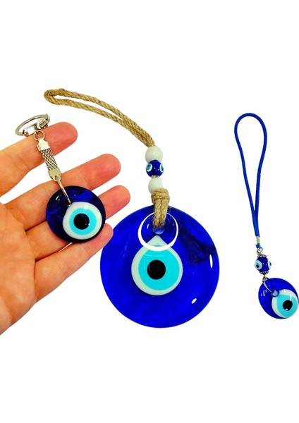 El Yapımı Cam Nazar Boncuğu Seti Duvar Dekoru Cam Anahtarlık Cam Araba Süsü Hediyelik Eşya fiyatları